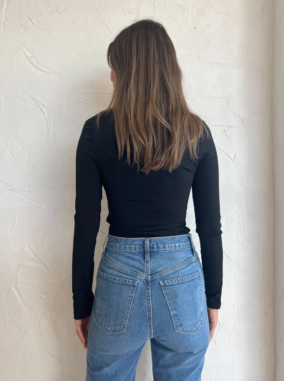 By Johnny V Front Gather Top in Black