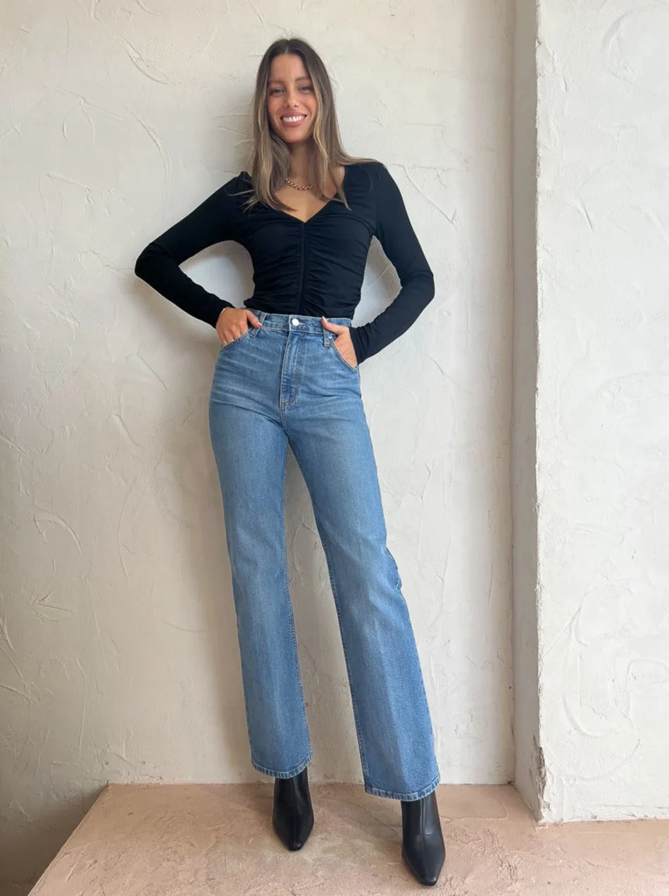 By Johnny V Front Gather Top in Black