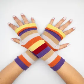 Colourful Striped Fingerless Gloves