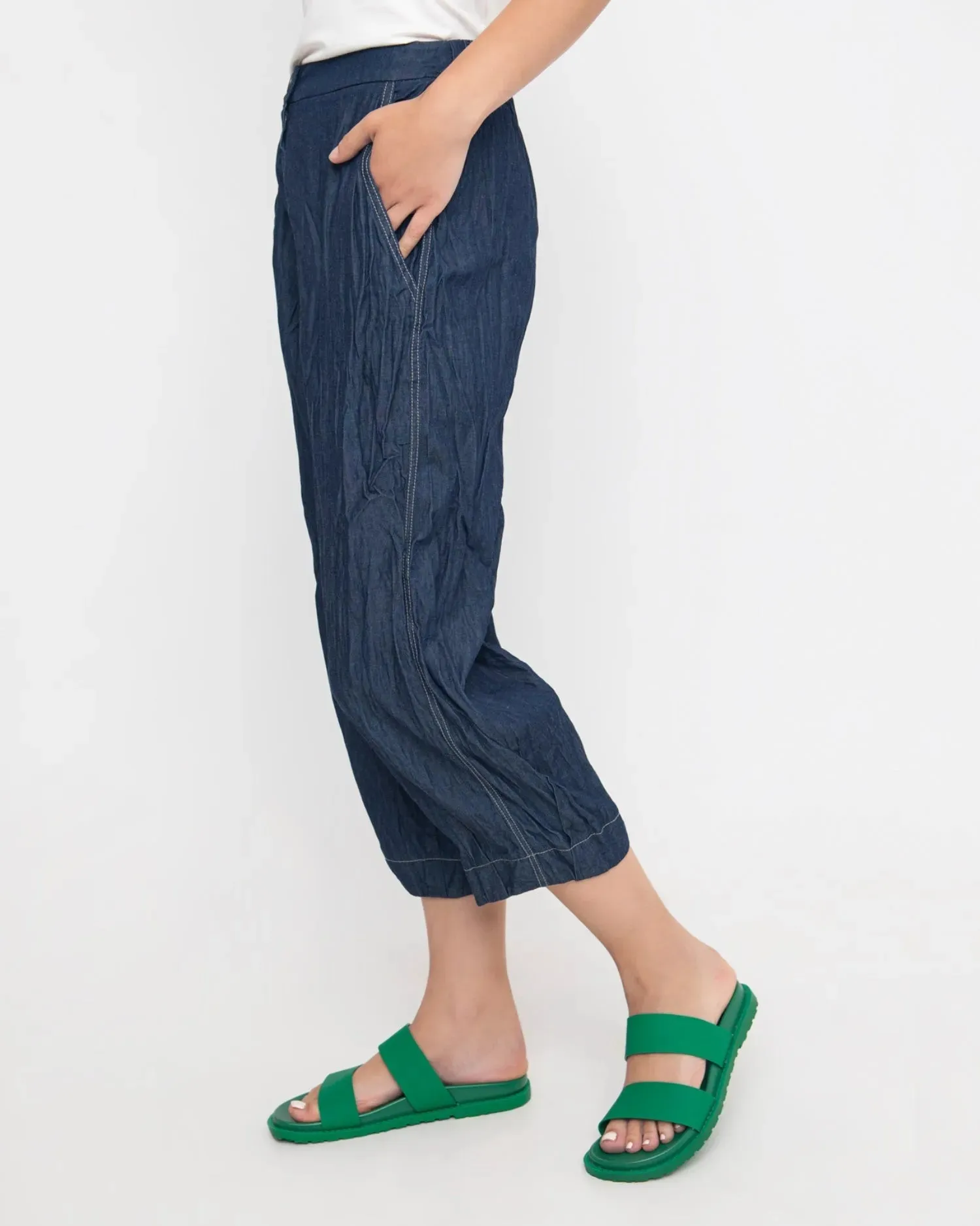 Ozai N Ku Crinkle Crop Trousers, Denim
