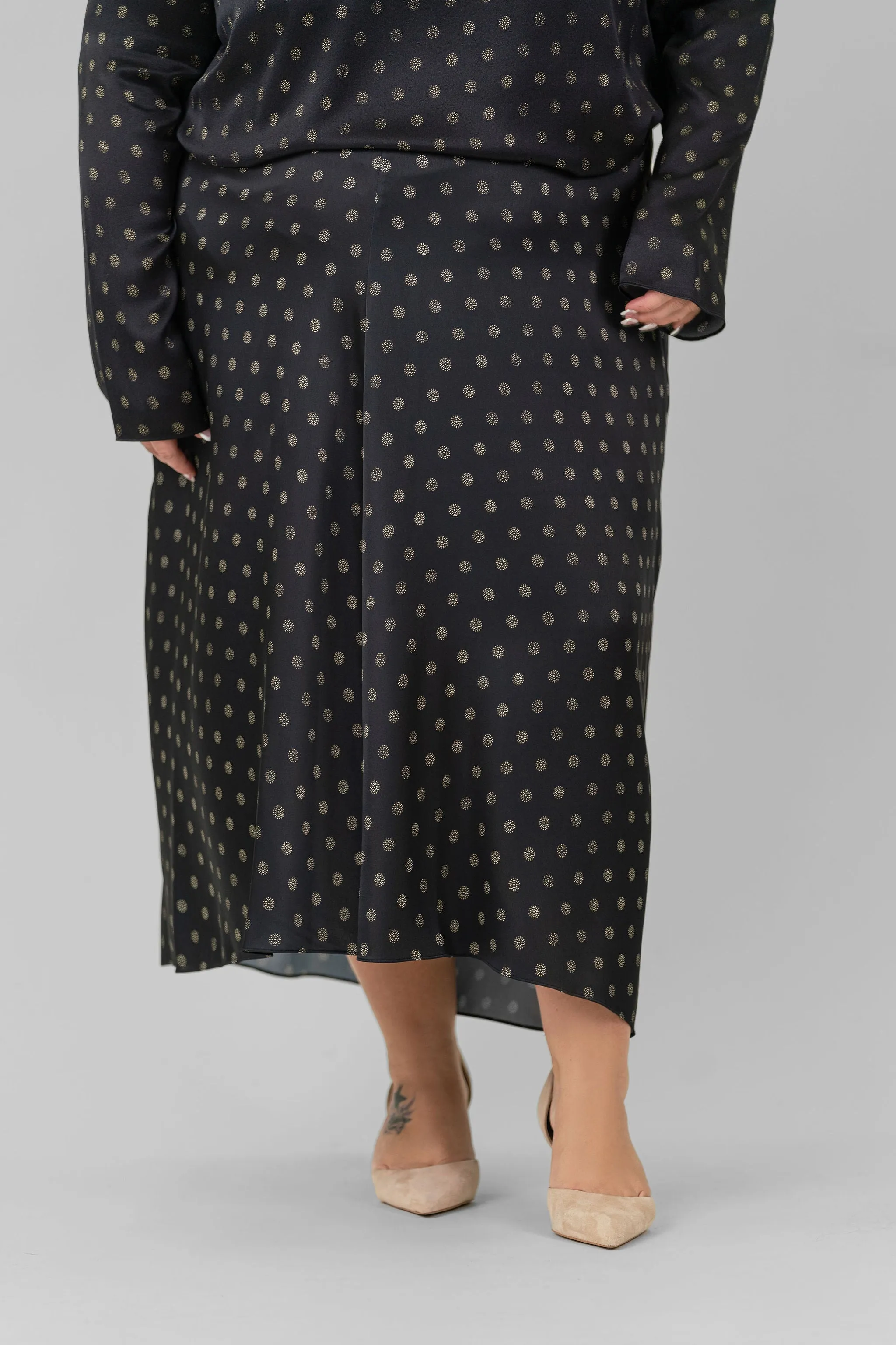 SUN DOT DRAPED SLIP SKIRT