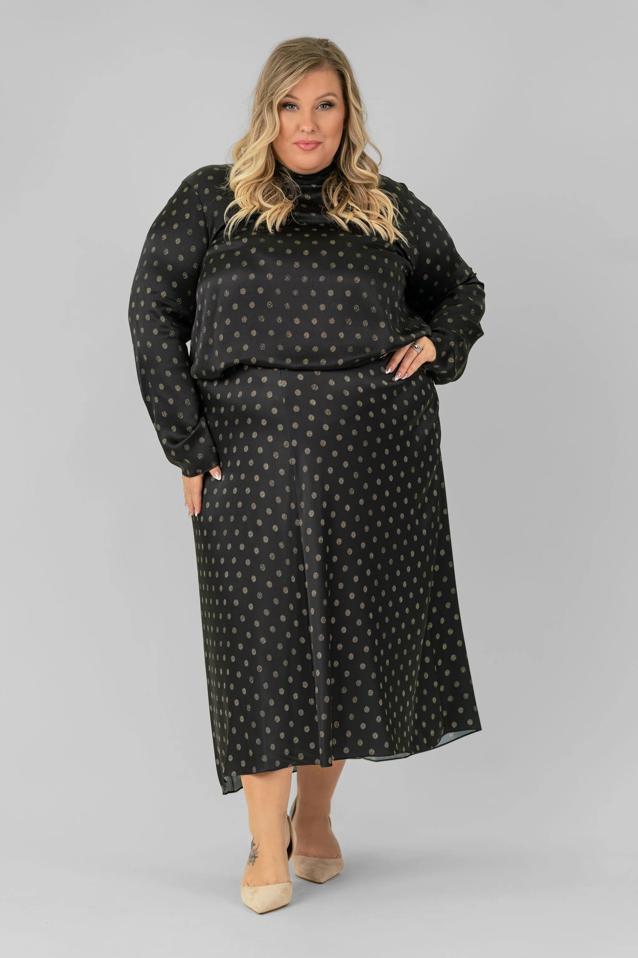 SUN DOT DRAPED SLIP SKIRT