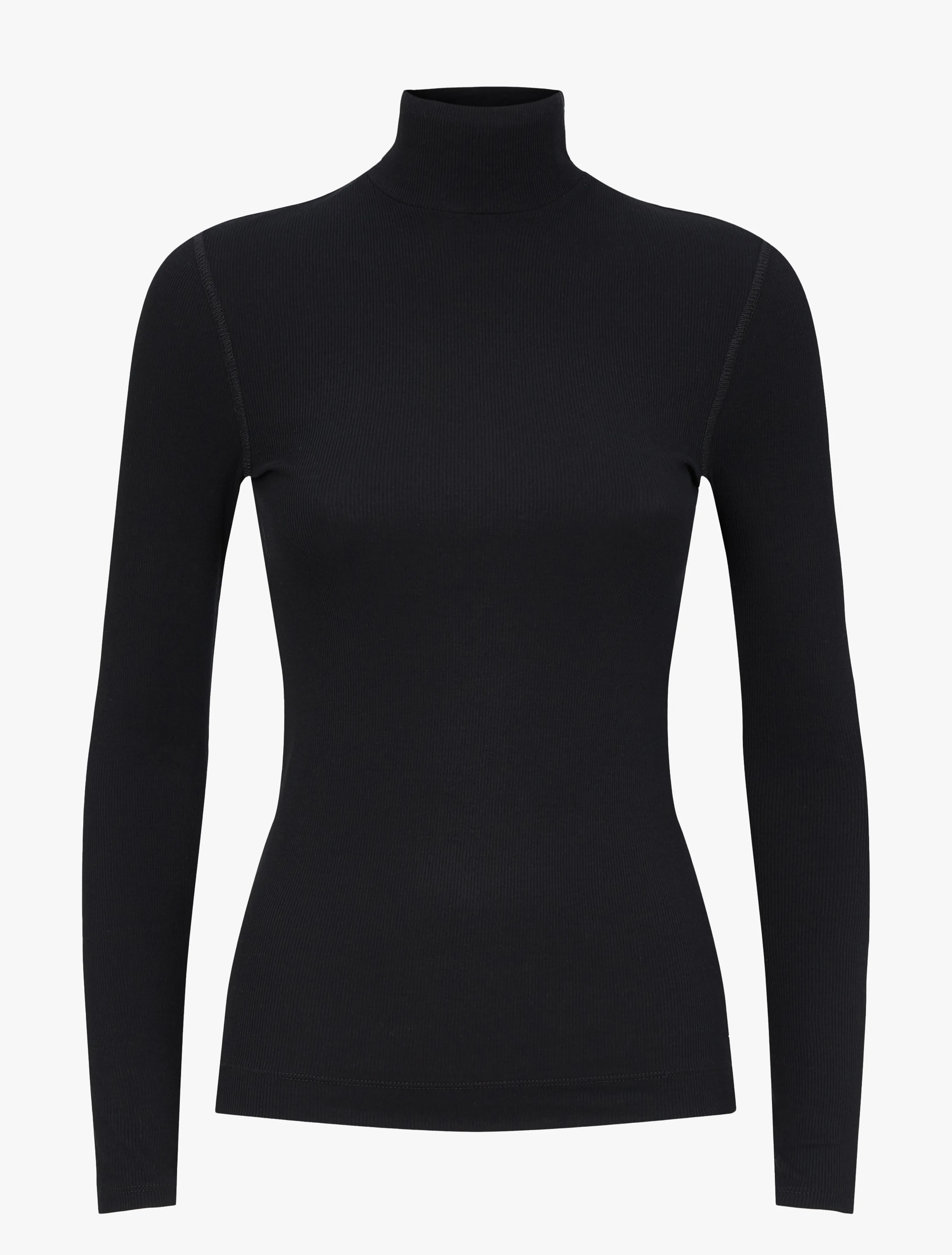 Suri Classic Rib High Neck Top in Black