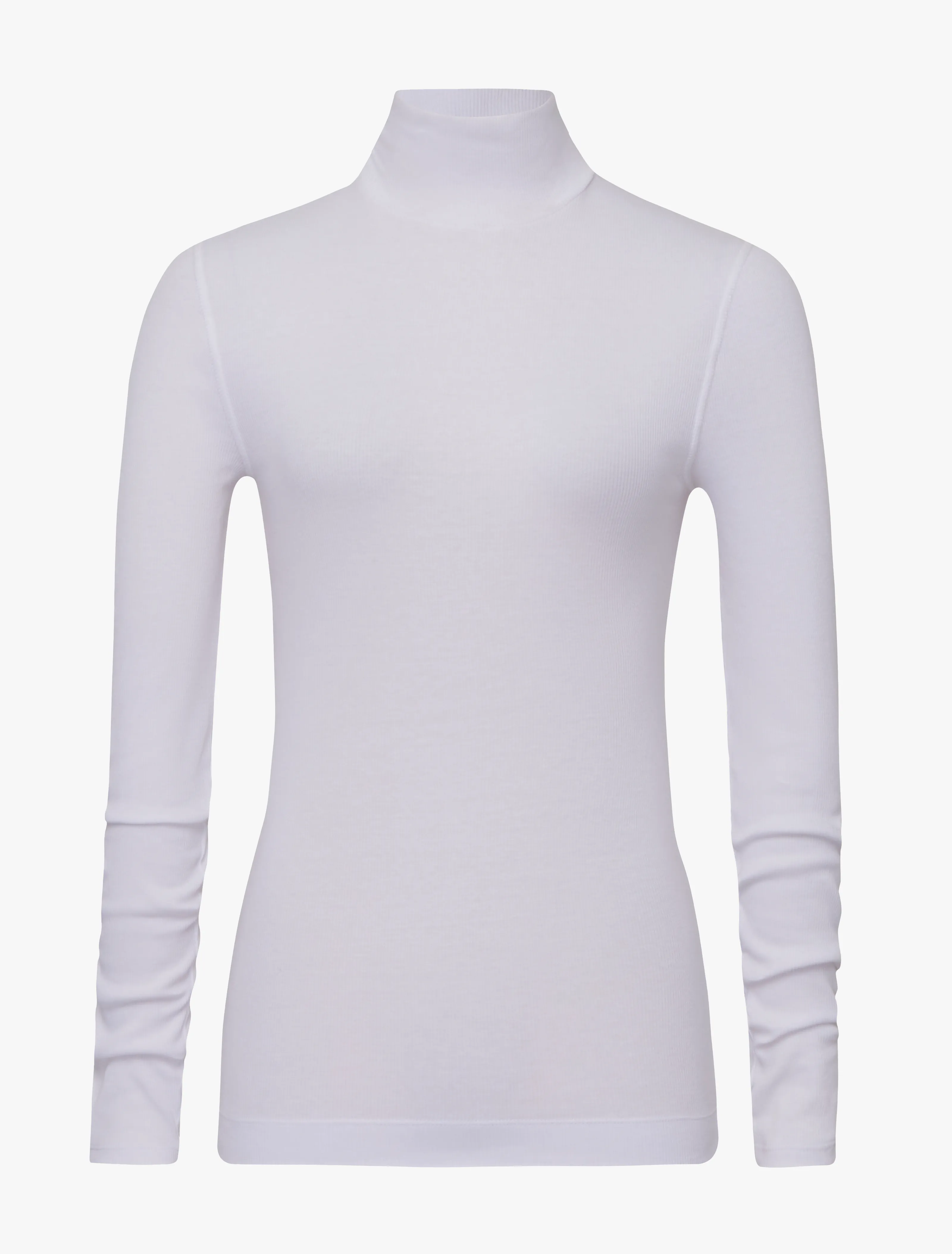 Suri Classic Rib High Neck Top in White